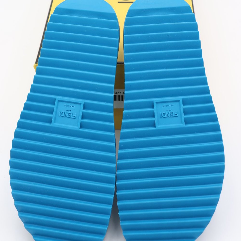 NIB FENDI Men's Blue FF Logo Slides Sandals - Picture 8 of 11